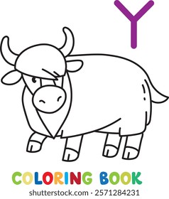 Funny yak. Animals coloring book for kids