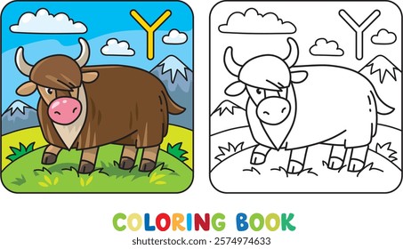 Funny yak. Animals coloring book for kids