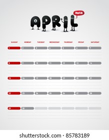 Funny year 2012 vector calendar April