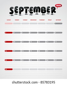 Calendario vectorial del año 2012 de setiembre