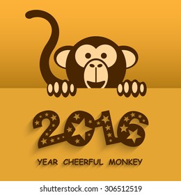 Funny Year of the Monkey, Happy new year 2016, Colorful design, Vector illustration Eps 10