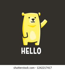 funny yellow bear, illustration of a bear that greets