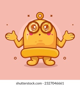 funny yellow bell character mascot with confused gesture isolated cartoon in flat style design
