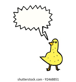 pájaro amarillo gracioso con burbuja de habla