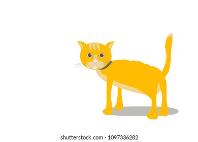 Funny yellow cat. Vector illustration.