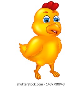 Funny Yellow Chicken Cartoon For Your Design