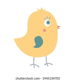 Funny yellow chickens. Easter chickens on a white background, vector illustration.