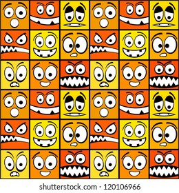 Funny yellow emotions seamless pattern.