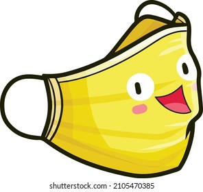 Funny yellow facemask laughing happily