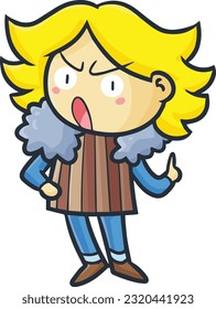 Funny yellow hair male with fashionable wardrobe cartoon illustration