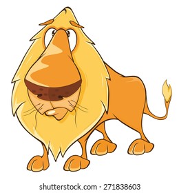 Funny yellow lion cartoon