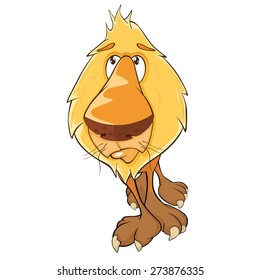 Funny yellow lion cartoon