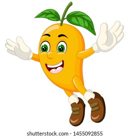 Funny Yellow Mango Fruit Cartoon For Your Design