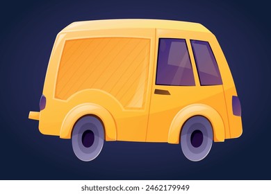 Funny yellow minibus car. Vector isolated cartoon illustration of transport.