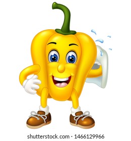 Funny Yellow Paprika Cartoon For Your Design