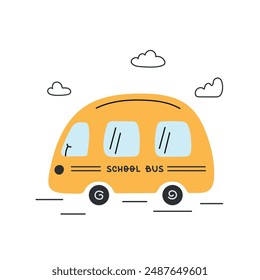 Divertida Ilustración vectorial de autobús escolar amarillo