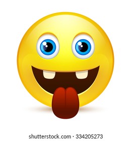 Funny yellow smile with tongue