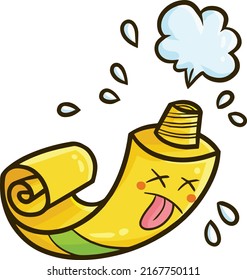 Funny yellow toothpaste feeling exhausted