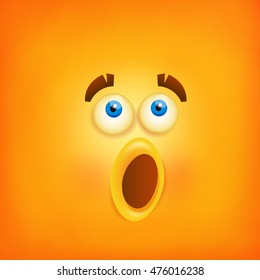 Funny yellow wondering smiley face icon. Vector illustration