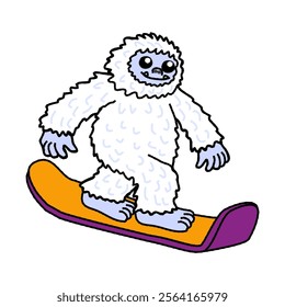 Funny Yeti Snowboarding on Winter