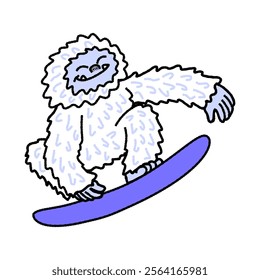 Funny Yeti Snowboarding on Winter