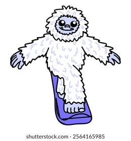 Funny Yeti Snowboarding on Winter