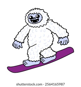 Funny Yeti Snowboarding on Winter