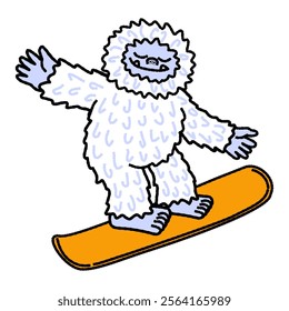 Funny Yeti Snowboarding on Winter