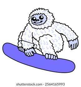 Funny Yeti Snowboarding on Winter