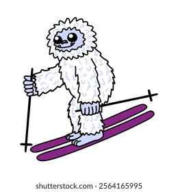 Funny Yeti Snowboarding on Winter