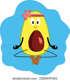 Funny yoga avocado characters exercising