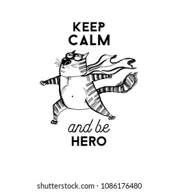 funny yoga cats.Hand drawn vector illustration