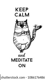 funny yoga cats.Hand drawn vector illustration