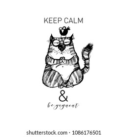 funny yoga cats.Hand drawn vector illustration