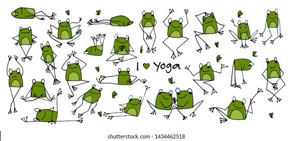 Funny yoga frog, sketch for your design