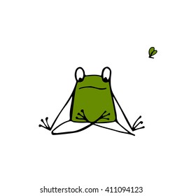 Funny yoga frog, sketch for your design