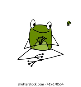 Funny yoga frog, sketch for your design