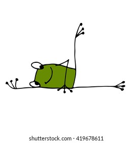 Funny yoga frog, sketch for your design