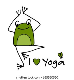 Funny yoga frog, sketch for your design