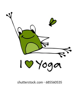 Funny yoga frog, sketch for your design