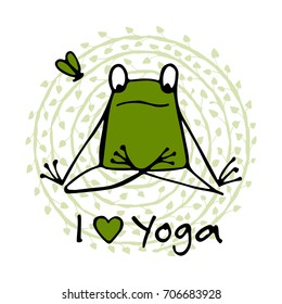 Funny yoga frog, sketch for your design