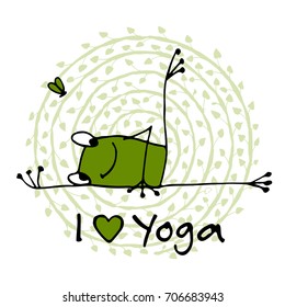 Funny yoga frog, sketch for your design