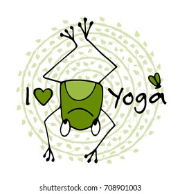 Funny yoga frog, sketch for your design