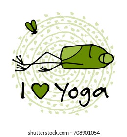 Funny yoga frog, sketch for your design