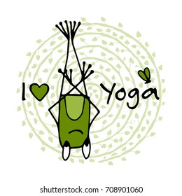 Funny yoga frog, sketch for your design
