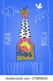 funny yoga pose "Birch".