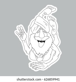 Funny Yogi sticker in line out style.