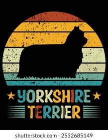 Funny Yorkshire Terrier Vintage Retro Sunset Silhouette Gifts Dog Lover Dog Owner Essential T-Shirt