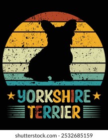 Funny Yorkshire Terrier Vintage Retro Sunset Silhouette Gifts Dog Lover Dog Owner Essential T-Shirt