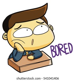 Funny young businessman get bored in office hours - vector.